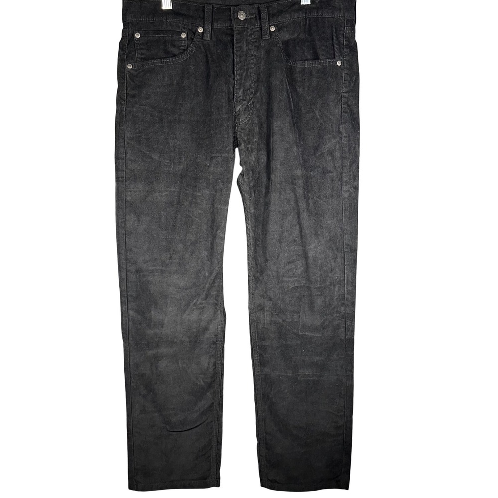 Levi's 505 Corduroy Pants Mens 36x30 Black Regular Fit Straight Leg Stretch